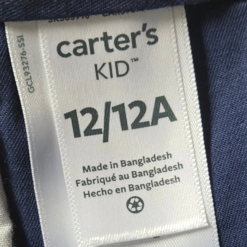 Carter's Boys Navy Uniform Chino Shorts Size 12 Regular School Stretch